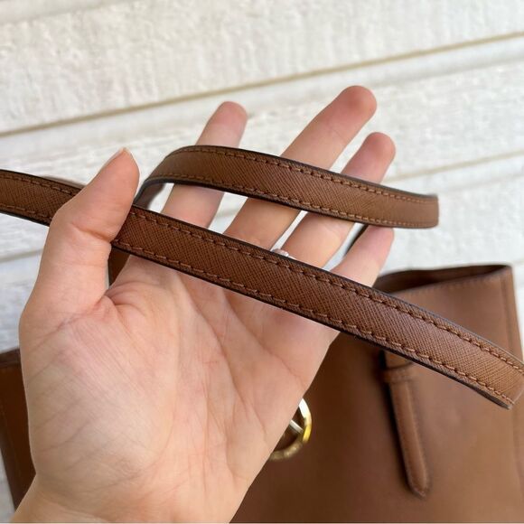 MICHAEL KORS Acorn Leather Jet Set Tote Shoulder Bag Raven Laptop Work - Picture 3 of 12